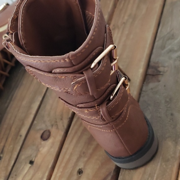 Children Combat boot with gold Zipper - Picture 4 of 6